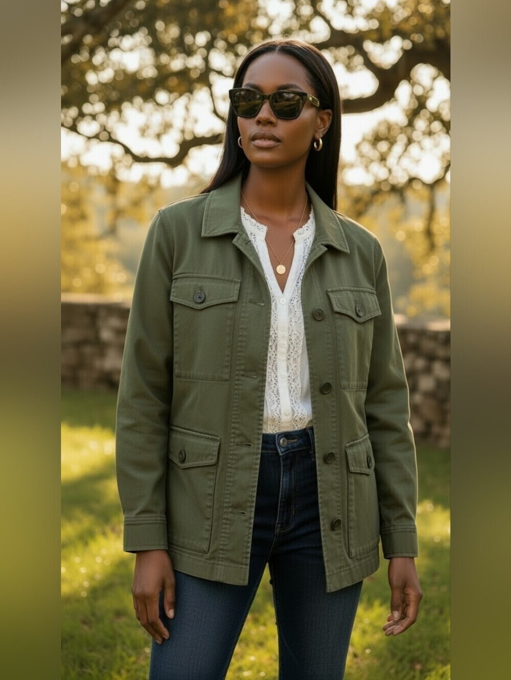 NWT Free Assembly Olive Utility Jacket Cotton Chore Shirt Jacket Workwear M